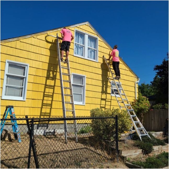 residential painting yellow house